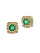 Effy Emerald And Diamond 14k Yellow Gold Earrings
