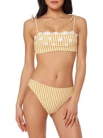 Jessica Simpson Floral Striped Bikini Top