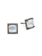 Adornia Millient Diamond & Moonstone Stud Earrings