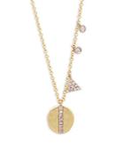 Meira T 14k Yellow Gold & Diamonds Triangle Disc Pendant Necklace