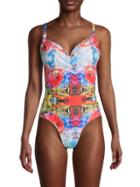 La Moda Clothing Abstract Floral One-piece Swimsuit