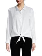 Raffi Cotton Tie-front Linen Button-down Shirt