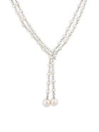 Masako Pearls 4-5mm & 7-8mm White Pearl & Sterling Silver Lariat Necklace