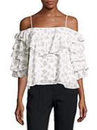 Lucca Couture Ruffled Cold-shoulder Top