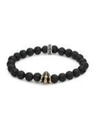 King Baby Studio Sterling Silver & Goldtone Lava Rock & Onyx Bracelet