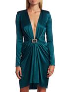 Alexandre Vauthier Deep V-neck Stretch Silk Cocktail Dress