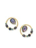 Ippolita 18k Rock Candy Multi Stone And Pearl Stone Wire Circle Earrings