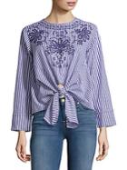 Saks Fifth Avenue Striped Floral Blouse