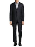 Saks Fifth Avenue Plaid Dark Wool Suit