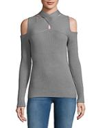 Design 365 Ribbed Cold-shoulder Sweater