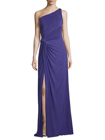 Rene Ruiz Collection One-shoulder Jersey Draped Gown
