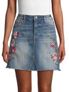 Driftwood Floral Embroidered Denim Mini Skirt
