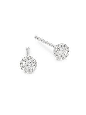 Casa Reale Diamond And 14k White Gold Round Stud Earrings