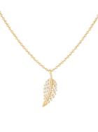 Saks Fifth Avenue 14k Yellow Gold Diamond Leaf Pendant Necklace