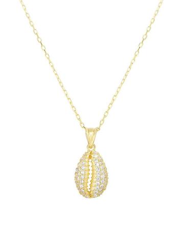 Chloe & Madison Crystal Puka Shell Pendant Necklace