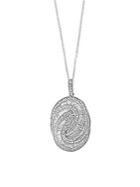 Effy Diamond & 14k White Gold Swirl Oval Pendant Necklace