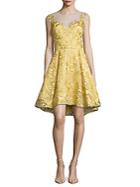 Marchesa Notte Chartreuse Embroidered Dress