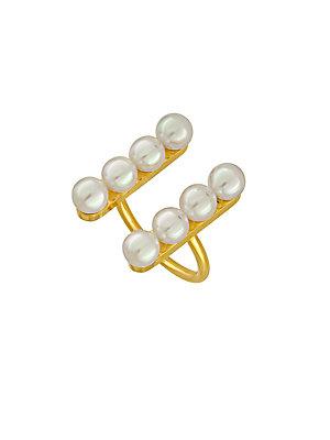 Majorica 5mm Round Pearls And 18k Gold Vermeil Minimalist Ring