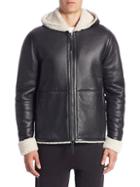 Vince Shearling-lined Leather Hooded Jacket