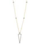 Freida Rothman Crystal And Sterling Silver Arrow Pendant Necklace