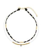 Mhart 2mm Freshwater Pearl & 18k Yellow Goldplated Sterling Silver Beaded Layered Necklace