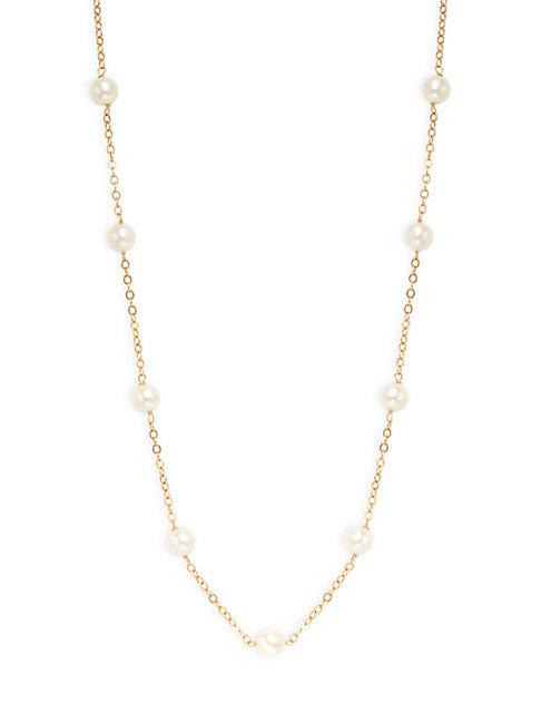 Belpearl 14k Yellow Gold & 5.5-6mm White Akoya Pearl Necklace