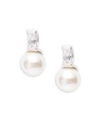 Majorica 6mm White Faux Pearl And Sterling Silver Hollow Fill Earrings