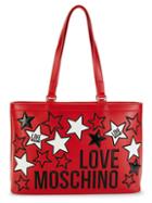 Love Moschino Star & Logo Faux Leather Tote Bag