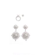 Eye Candy La Luxe Celestial 2-pair Silvertone & Crystal Earrings Set