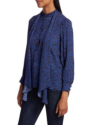 Alice + Olivia Tammy Removable Bow Printed Blouse