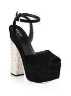 Giambattista Valli Glittered-heel Suede Sandals