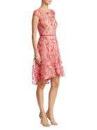 Marchesa Embroidered Fit-and-flare Dress
