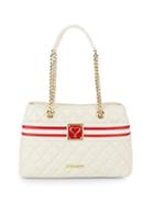 Love Moschino Quilted Faux Leather Stripe Bag