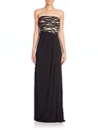 David Meister Embellished Strapless Gown