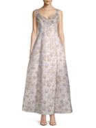 Adrianna Papell Floral Jacquard Ball Gown
