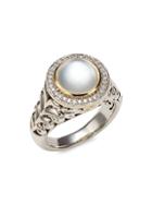 Charles Krypell Sterling Silver & 18k Yellow Gold Mother-of-pearl Diamond Ring