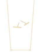 Saks Fifth Avenue 14k Yellow Gold Bar Earring & Necklace 3-piece Set