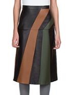 Moschino Contrast-stripe Leather Skirt