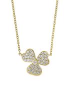 Effy 14k Yellow Gold & Diamond Clover Pendant Necklace