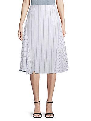J.o.a. Striped Fit-and-flare Midi Skirt