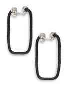 Alor Black Stainless Steel & 18k White Gold Rectangular Hoop Earrings