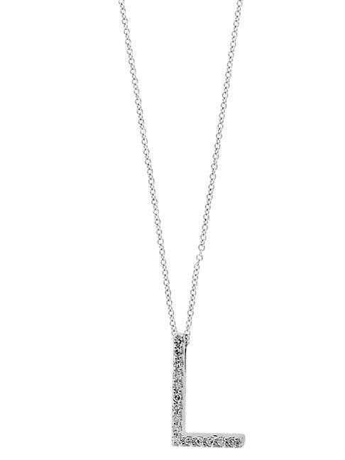 Effy 14k White Gold & Diamond L Pendant Necklace