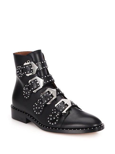 Givenchy Studded Leather Buckled Ankle Boots