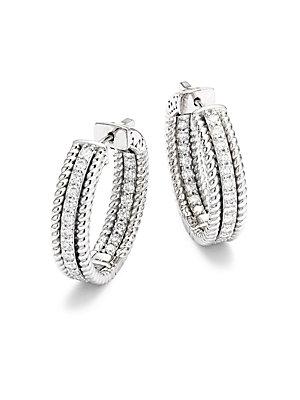 Saks Fifth Avenue Diamond & 14k White Gold Hoop Earrings