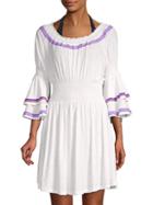 Pitusa Layered-sleeve Cotton-blend Mini Coverup Dress