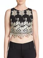 Alice + Olivia Avani Embroidered Cropped Top