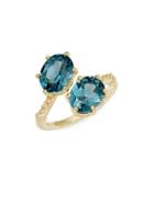 Judith Ripka Flora 14k Goldplated Blue Crystal & White Topaz Wrap Ring