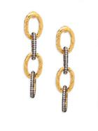 Azaara Crystal And Yellow Goldtone Chain Drop Earrings