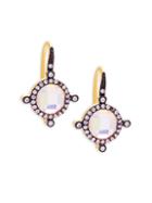 Freida Rothman Crown Crystal And Sterling Silver Earrings
