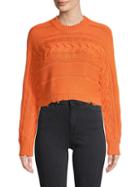 Rta Cable-knit Cotton Cropped Sweater